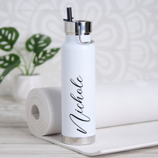 Personalised Name Elegant Script Typography Modern Water Bottle (Yoga)