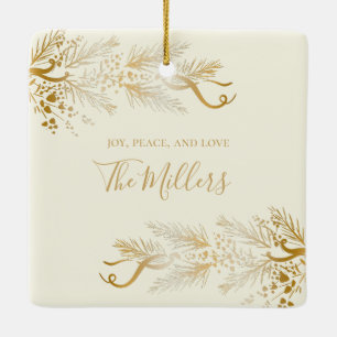 Personalised Name Elegant Unique Merry Christmas Ceramic Ornament