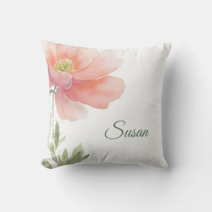 Personalised Name Elegant Watercolor Flower Cushion