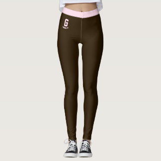 Personalised Name Elegant Women Brown Pink Stripes Leggings