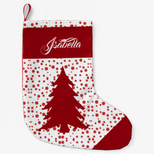 Personalised Name Elegant Xmas Tree Snow Hail Small Christmas Stocking