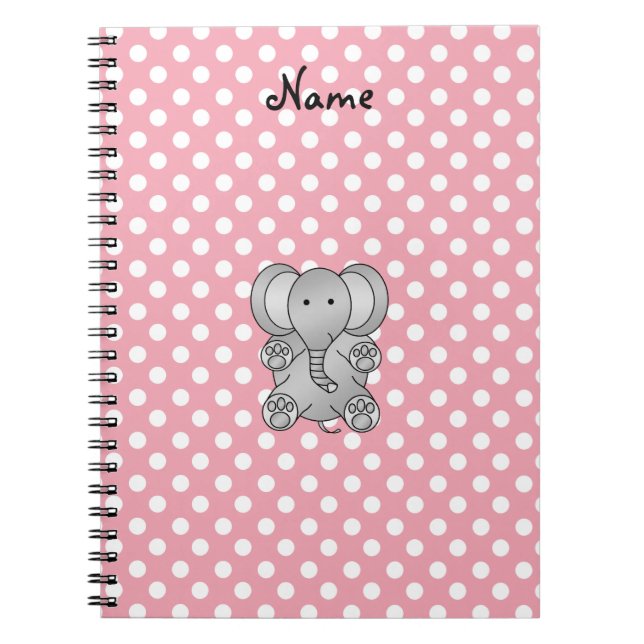 Personalised name elephant gifts notebook (Front)