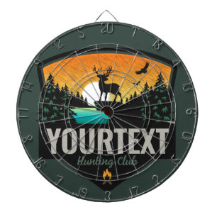 Personalised NAME Elk Hunting Wilderness Sunset Dartboard