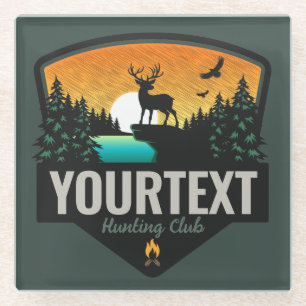 Personalised NAME Elk Hunting Wilderness Sunset  Glass Coaster