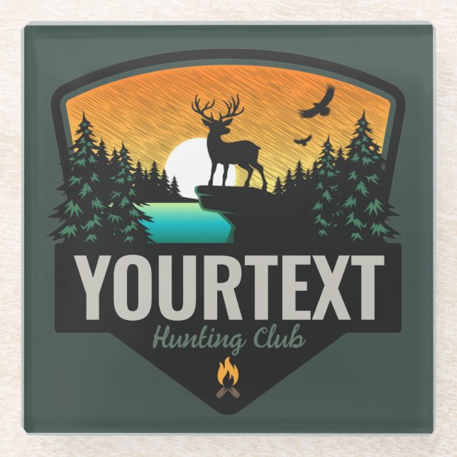 Personalised NAME Elk Hunting Wilderness Sunset  Glass Coaster (Front)