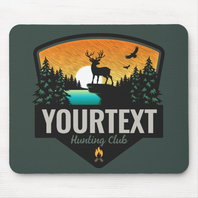 Personalised NAME Elk Hunting Wilderness Sunset  Mouse Mat (Front)