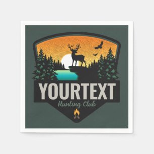 Personalised NAME Elk Hunting Wilderness Sunset Napkin