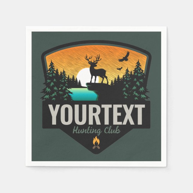 Personalised NAME Elk Hunting Wilderness Sunset Napkin (Front)