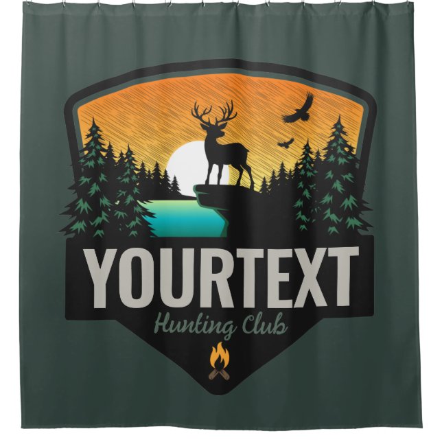 Personalised NAME Elk Hunting Wilderness Sunset Shower Curtain (Front)