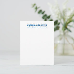 Personalised Name Email Phone Office School Blue Card