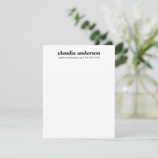 Personalised Name Email Phone Professional Black Card (Standing Front)