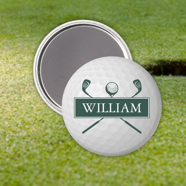 Personalised Name Emerald Green Golf Ball  Magnet (Personalized Name Emerald Green Golf Ball Magnet)