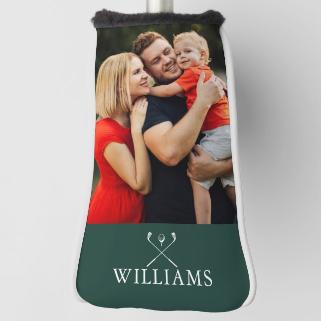 Personalised Name Emerald Green Photo Golf Head Cover (Rotate 90)