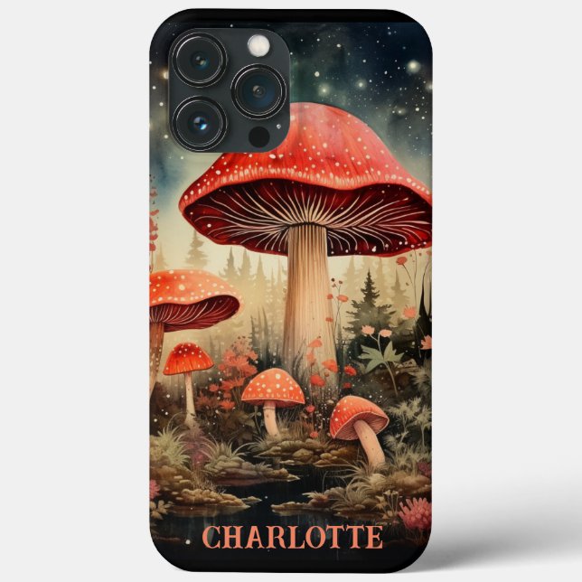 Personalised Name Enchanting Magic Fairy Mushroom Case-Mate iPhone Case (Back)