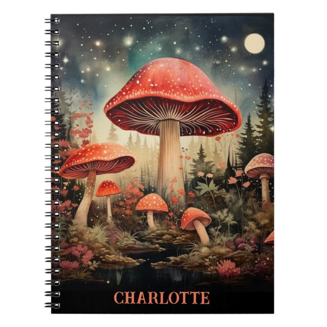 Personalised Name Enchanting Magic Fairy Mushroom Notebook (Front)