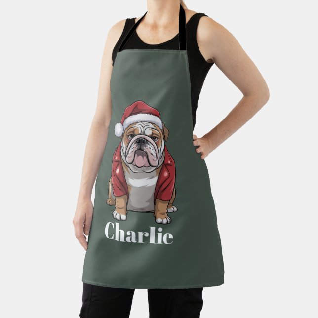 Personalised Name English Bulldog Dog Christmas  Apron (Insitu)