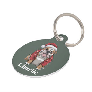 Personalised Name English Bulldog Dog Christmas Pet Tag