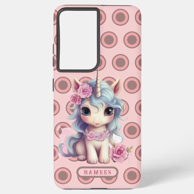 Personalised Name Fairy Baby Unicorn Sparkling Samsung Galaxy S21+ Case (Back)