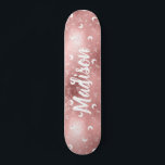 Personalised Name Fairy Pink Moon Rose Gold Chic Skateboard<br><div class="desc">Personalised Name Fairy Pink Rose Gold Girl trendy chic skateboard featuring glitter,  moon,  stars,  botanical leaves. A feminine and cute way to impress your daughter for birthday,  sweet 16 or any feminine event.</div>