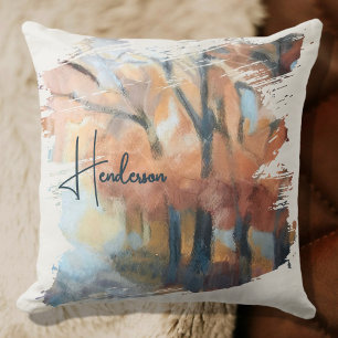 Personalised Name Fall Watercolor Boho Orange  Cushion
