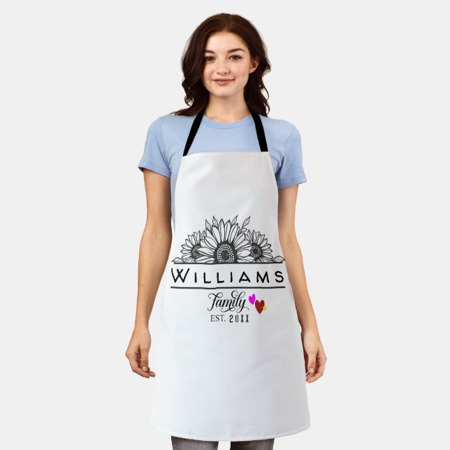 Personalised Name Family Established Apron,Couples Apron (Worn)