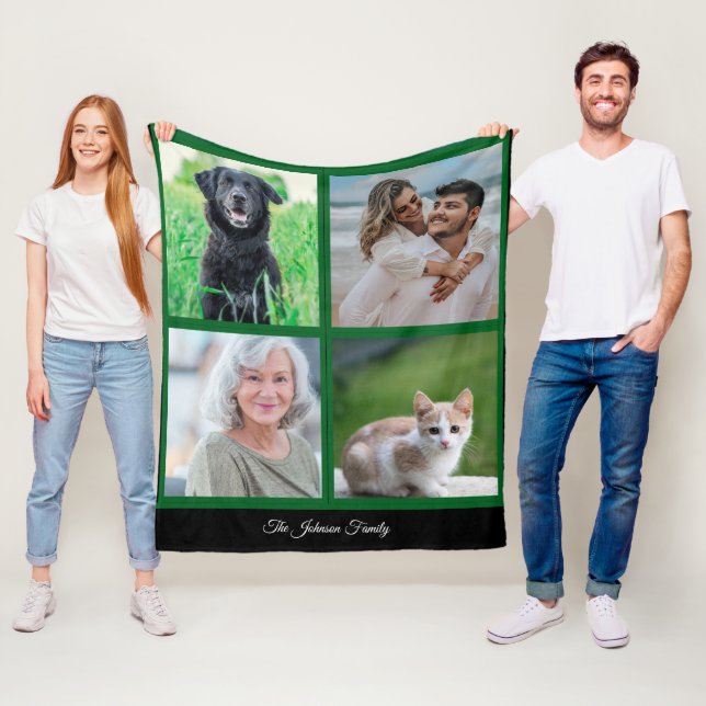 Personalised Name Family Photo and Pets  Fleece Blanket (In Situ)