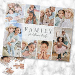 Personalised Name Family Photo Collage Jigsaw Puzzle<br><div class="desc">This simple and elegant photo jigsaw puzzle is a fun and meaningful way to showcase cherished memories. The design features space for eight photos, arranged in a border around the edges, while keeping the focus on the meaningful text in the centre. At the centre, "Family" is displayed in a classic...</div>