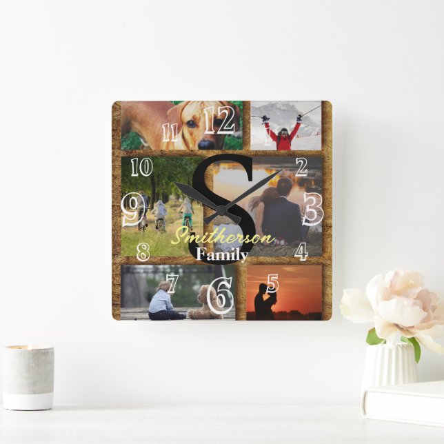 Personalised Name Family Photos Wall Clock  (Home)