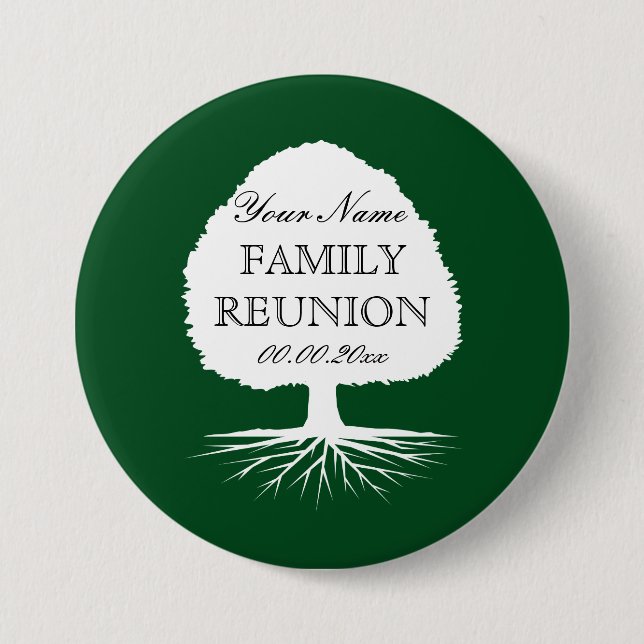 Personalised name family reunion party buttons (Front)