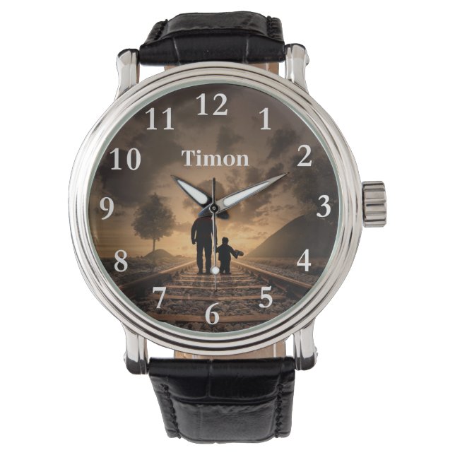 Personalised Name Father and Son Photo Watch (Front)