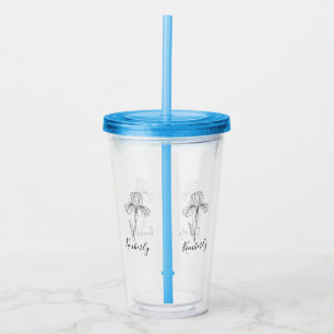 Personalised name February iris Birth Flower Acrylic Tumbler