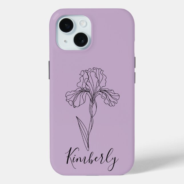 Personalised name February iris Birth Flower Case-Mate iPhone Case (Back)