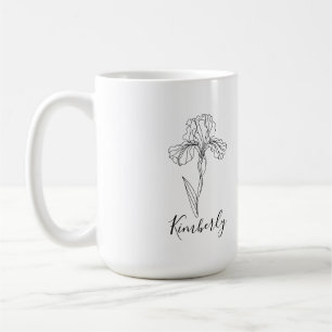 Personalised name February iris Birth Flower Coffee Mug