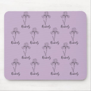 Personalised name February iris Birth Flower Mouse Mat