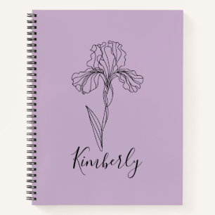 Personalised name February iris Birth Flower Notebook