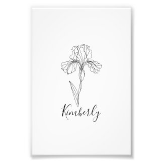 Personalised name February iris Birth Flower Photo Print