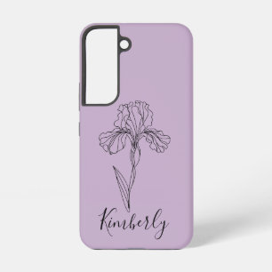 Personalised name February iris Birth Flower Samsung Galaxy Case