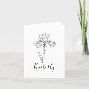 Personalised name February iris Birth Flower Thank You Card