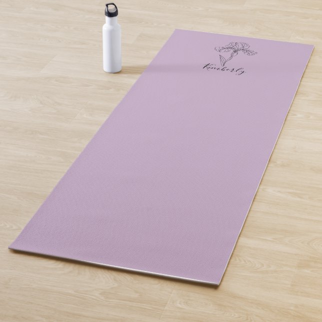Personalised name February iris Birth Flower Yoga Mat (In Situ)