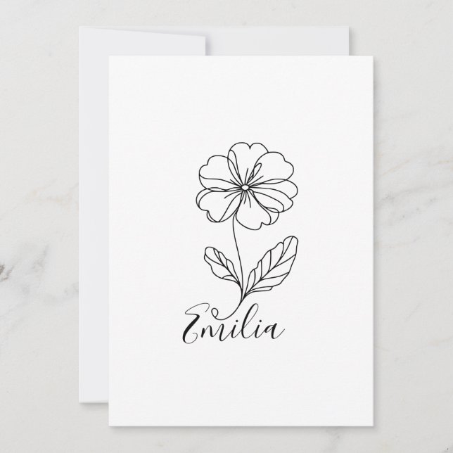 Personalised name February primrose Birth Flower Invitation (Front)