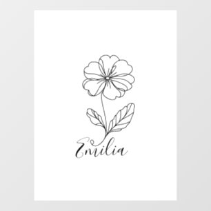 Personalised name February primrose Birth Flower Window Cling