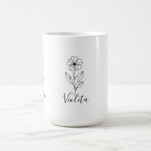Personalised name February violet Birth Flower Coffee Mug