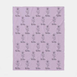 Personalised name February violet Birth Flower Fleece Blanket