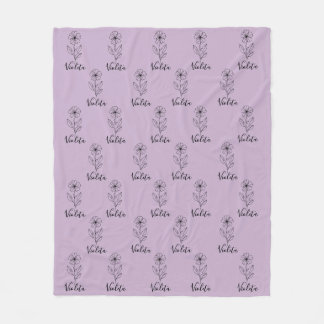 Personalised name February violet Birth Flower  Fleece Blanket