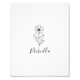 Personalised name February violet Birth Flower  Photo Print