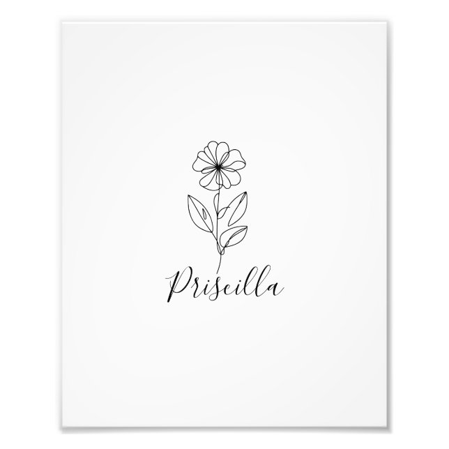 Personalised name February violet Birth Flower  Photo Print (Front)
