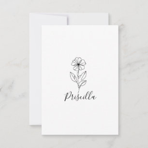 Personalised name February violet Birth Flower Thank You Card