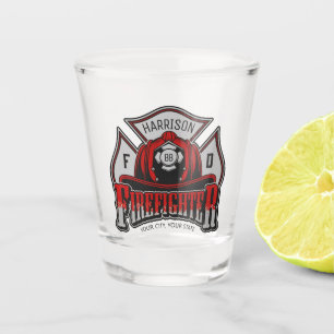 Personalised NAME Firefighter Helmet Fire Rescue Shot Glass