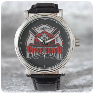 Personalised NAME Firefighter Helmet Fire Rescue Watch