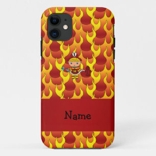 Personalised name fireman flames pattern iPhone 11 case